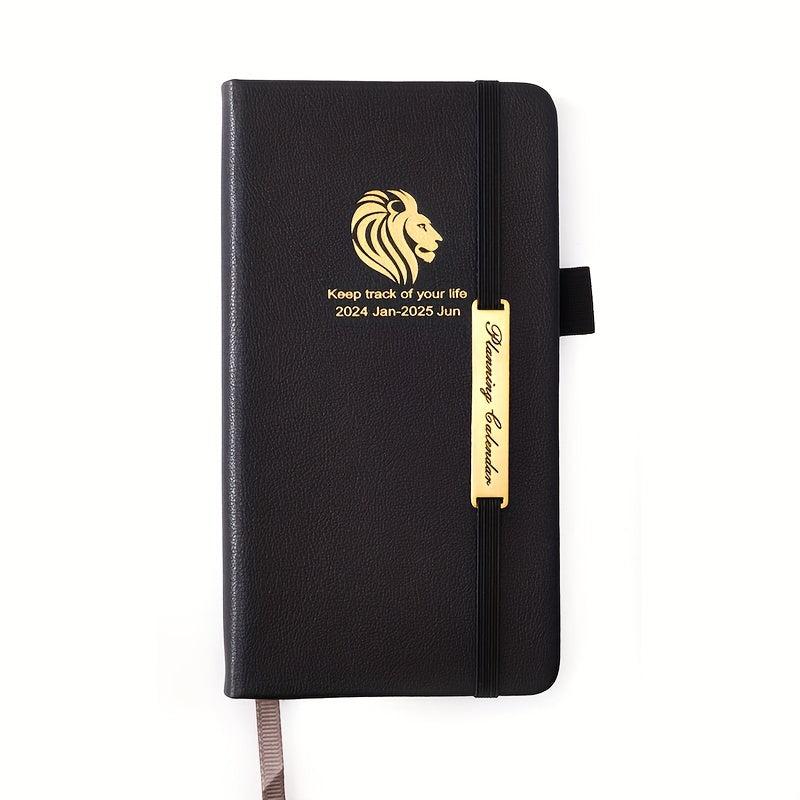 A6 Faux Leather 18-Month Planner Jan-Jun Pocket Pen Holder Strap Business