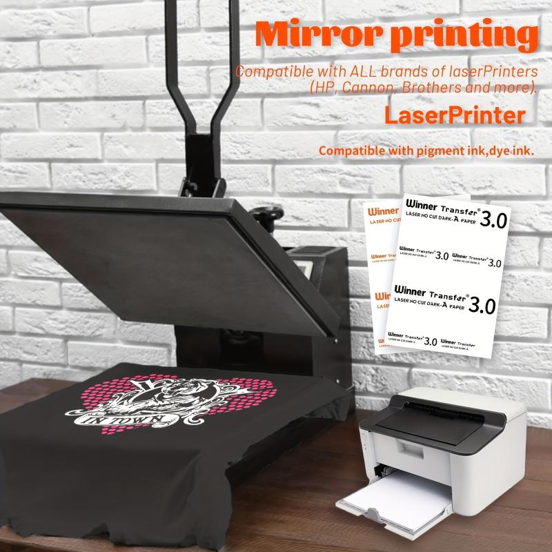 50 Laser No Cut Dark Heat Transfer Paper for T Shirts A5 10 Sheets