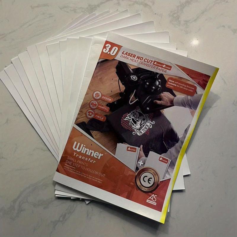 50 Laser No Cut Dark Heat Transfer Paper for T Shirts A5 10 Sheets