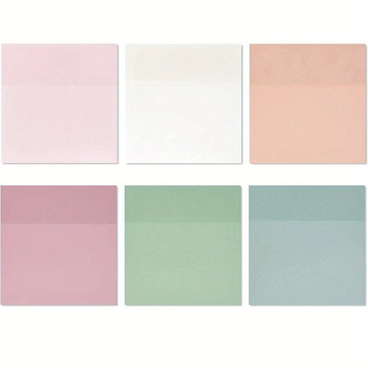 300 Sheets Pastel Transparent Sticky Notes 6 Pads 7.62x7.62 Cm