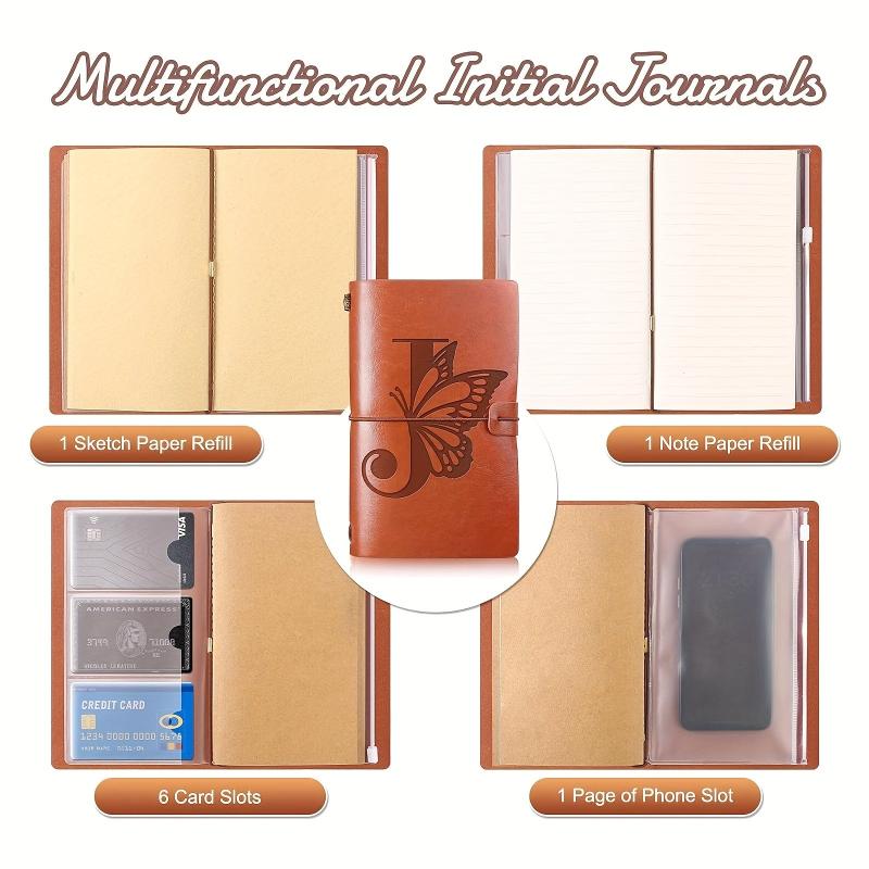 R Letter Notebook First Trip Personalized Butterfly Leather Refillable Journal