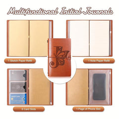 R Letter Notebook First Trip Personalized Butterfly Leather Refillable Journal