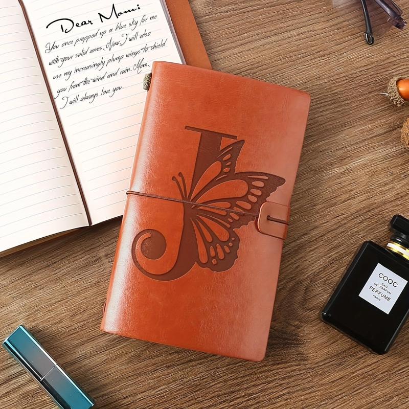 R Letter Notebook First Trip Personalized Butterfly Leather Refillable Journal