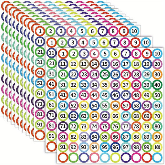 Small Number Labels Stickers 1-100, 1.02 cm Self-Adhesive Office