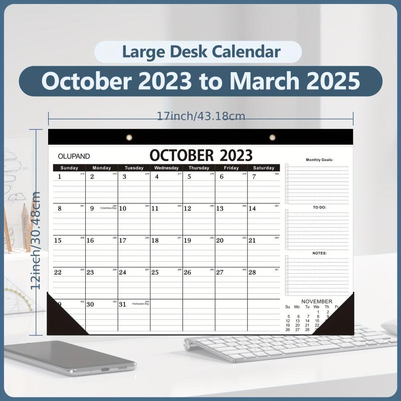 Large Desk Calendar 18 Months 43 X 30 To Do List October-March Home Office