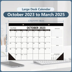 Large Desk Calendar 18 Months 43 X 30 To Do List October-March Home Office