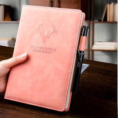Thick A5 Buckle Deer Head Leather Notebook