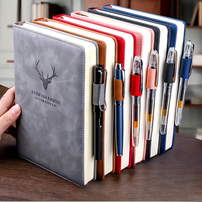 Thick A5 Buckle Deer Head Leather Notebook