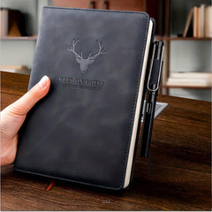 Thick A5 Buckle Deer Head Leather Notebook