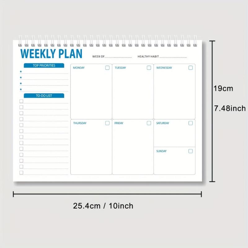 50 Sheets Coil Notebook Weekly Plan Diary Student Memo 3 Styles