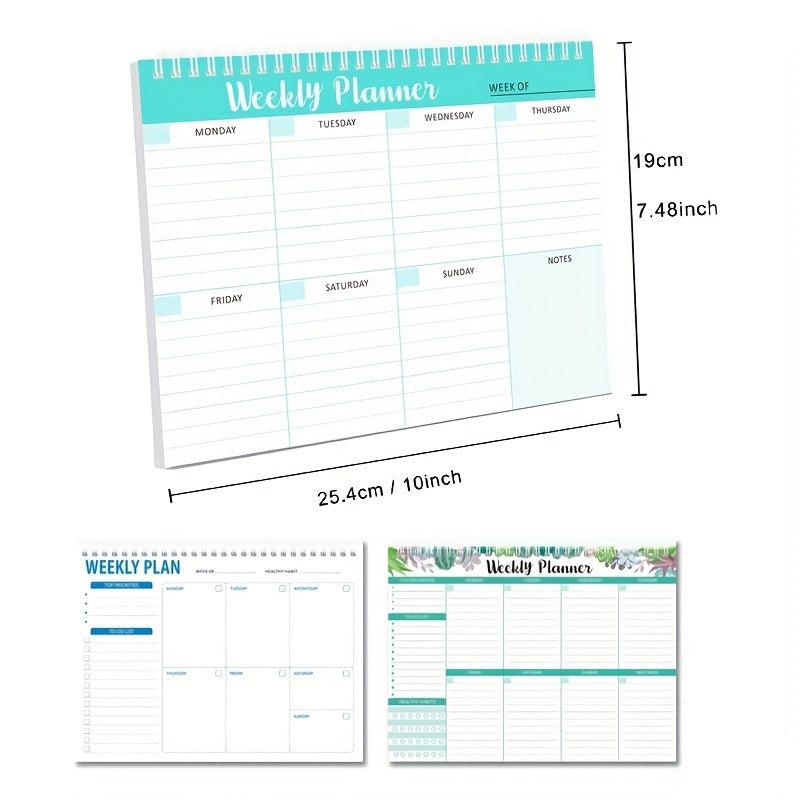 50 Sheets Coil Notebook Weekly Plan Diary Student Memo 3 Styles
