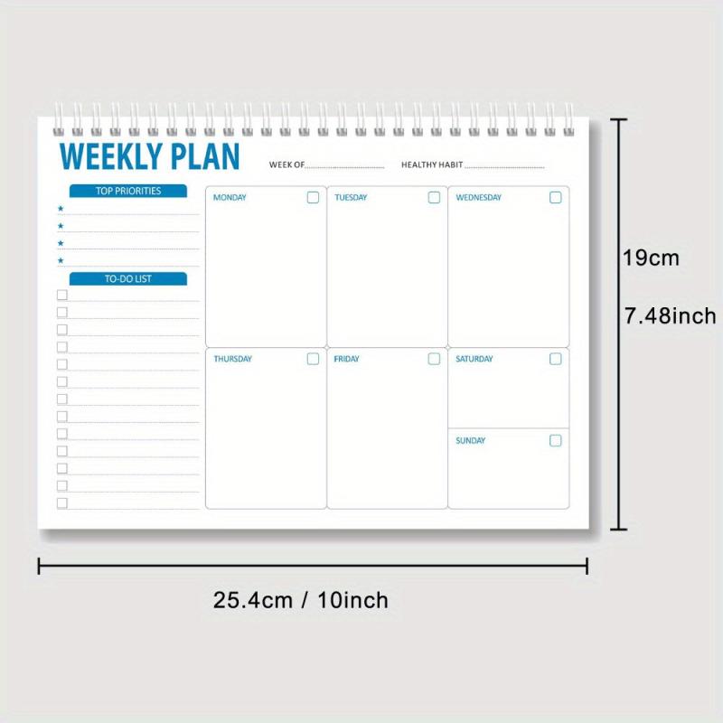 50 Sheets Coil Notebook Weekly Plan Diary Student Memo 3 Styles