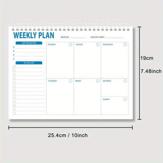 50 Sheets Coil Notebook Weekly Plan Diary Student Memo 3 Styles