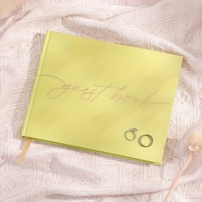 Wedding Guest Book With Pen & Sign Golden Foil Lettering Hardcover Palaroid