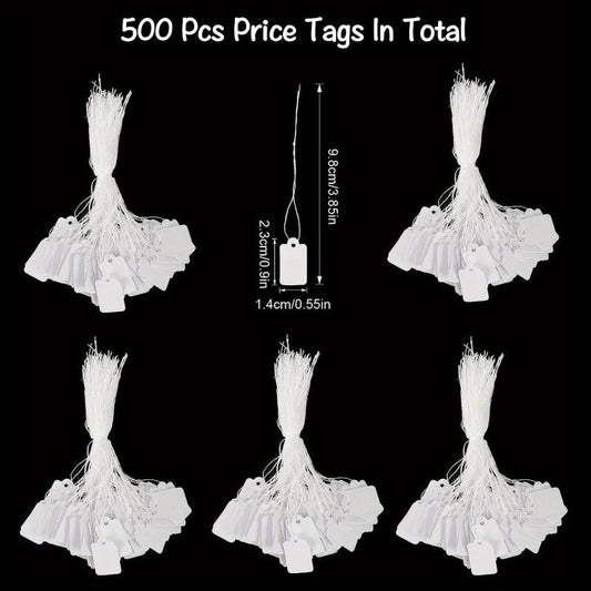 500pcs Mini Size Clothing Jewellery Garment Tags Blank Strung Tags