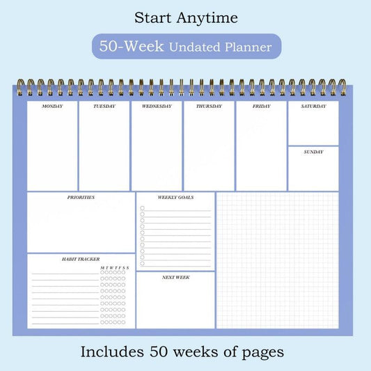 A4 Weekly Planner 50 Sheets 100gsm Paper Desktop Productivity Tracker