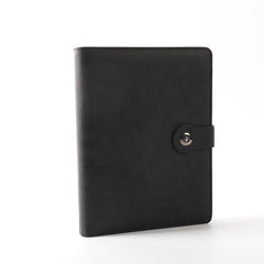 Retro Loose leaf Metal Clip & Pen Holder Leather Business Notebook