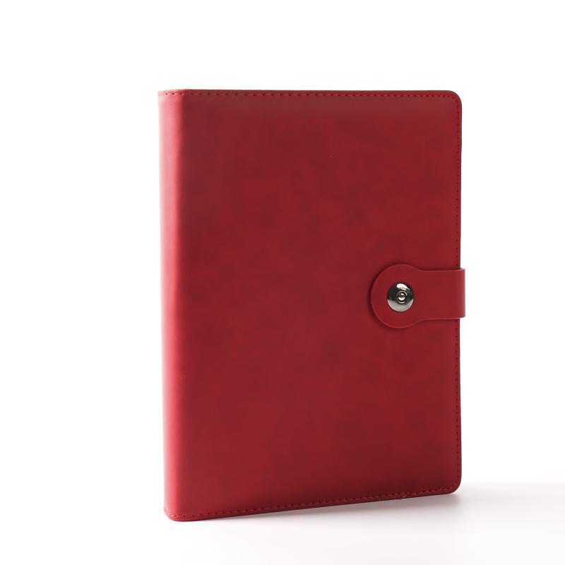 Retro Loose leaf Metal Clip & Pen Holder Leather Business Notebook