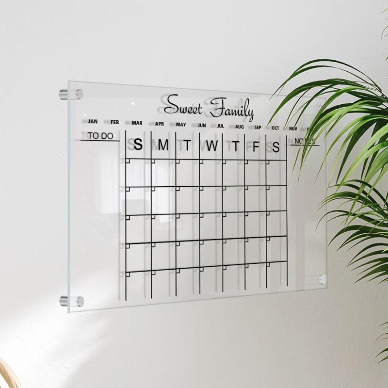 Acrylic Calendar Transparent Wipeable Month Plan Display Board