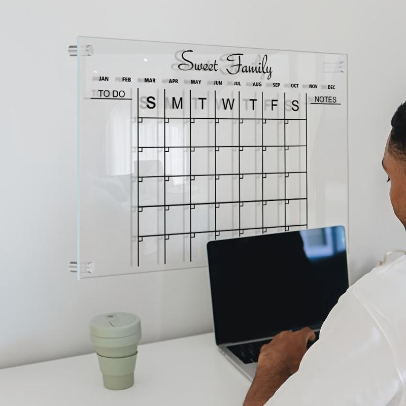Acrylic Calendar Transparent Wipeable Month Plan Display Board