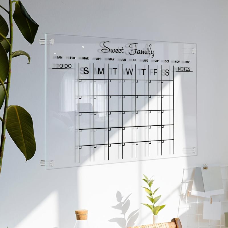 Acrylic Calendar Transparent Wipeable Month Plan Display Board