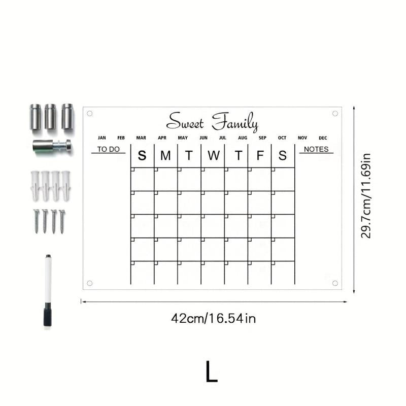 Acrylic Calendar Transparent Wipeable Month Plan Display Board