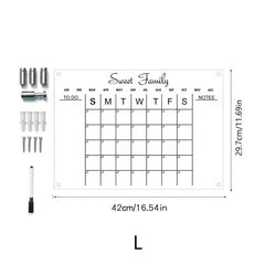 Acrylic Calendar Transparent Wipeable Month Plan Display Board