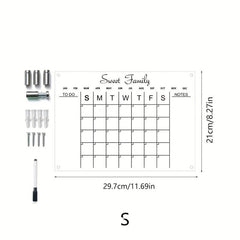 Acrylic Calendar Transparent Wipeable Month Plan Display Board