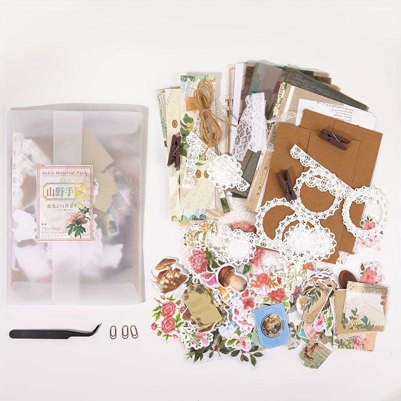 251pcs DIY Craft Set Tweezers Clips Letter Paper Scrapbooking Supplies