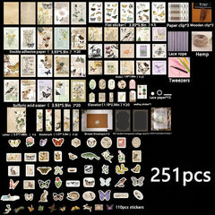 251pcs DIY Craft Set Tweezers Clips Letter Paper Scrapbooking Supplies