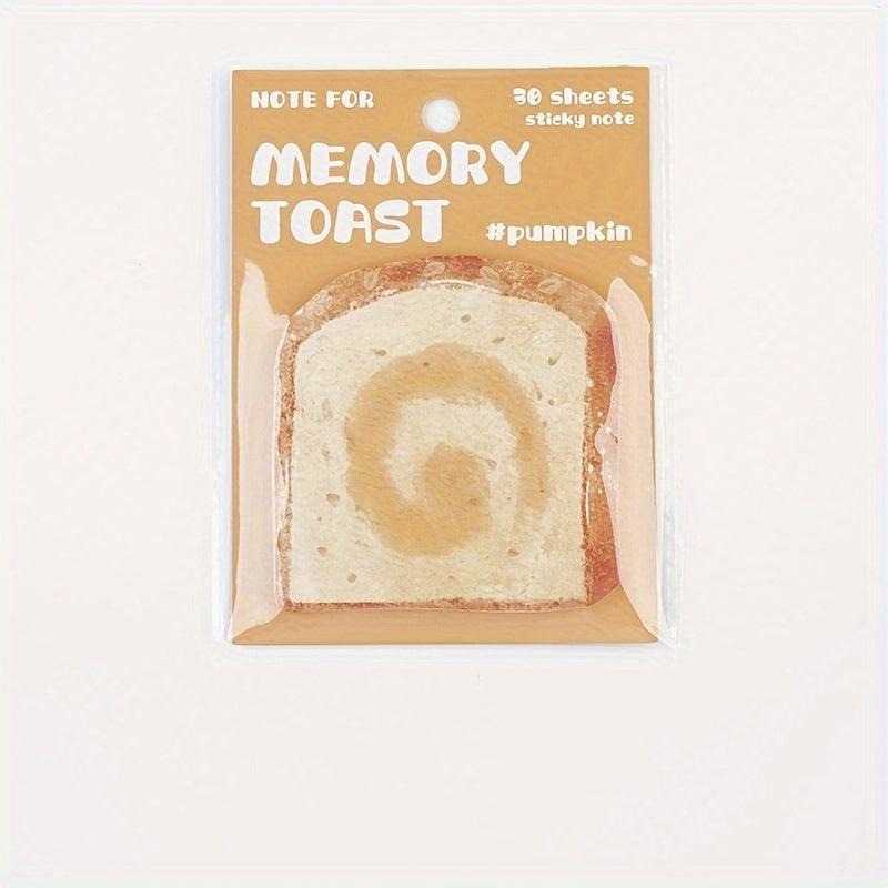 30 Sheets Sticky Memo Bread Series Toast Bread Message Paper