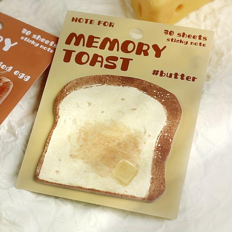 30 Sheets Sticky Memo Bread Series Toast Bread Message Paper