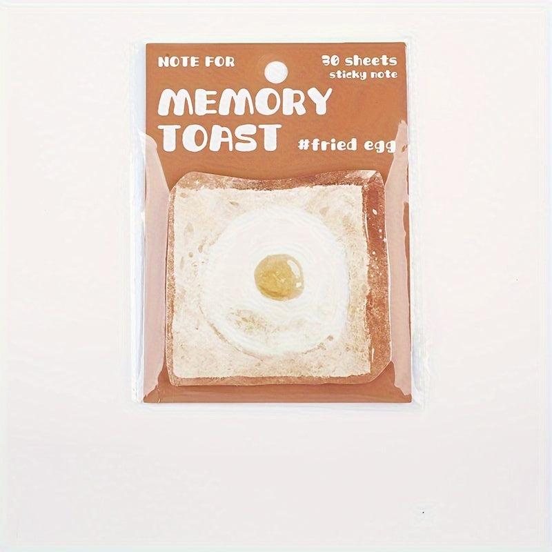 30 Sheets Sticky Memo Bread Series Toast Bread Message Paper