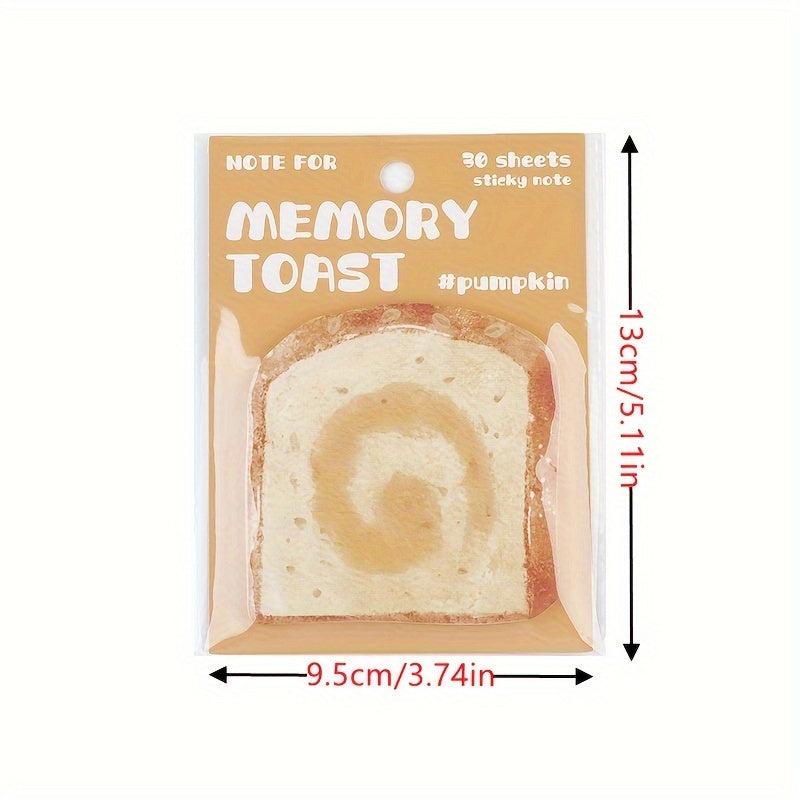 30 Sheets Sticky Memo Bread Series Toast Bread Message Paper