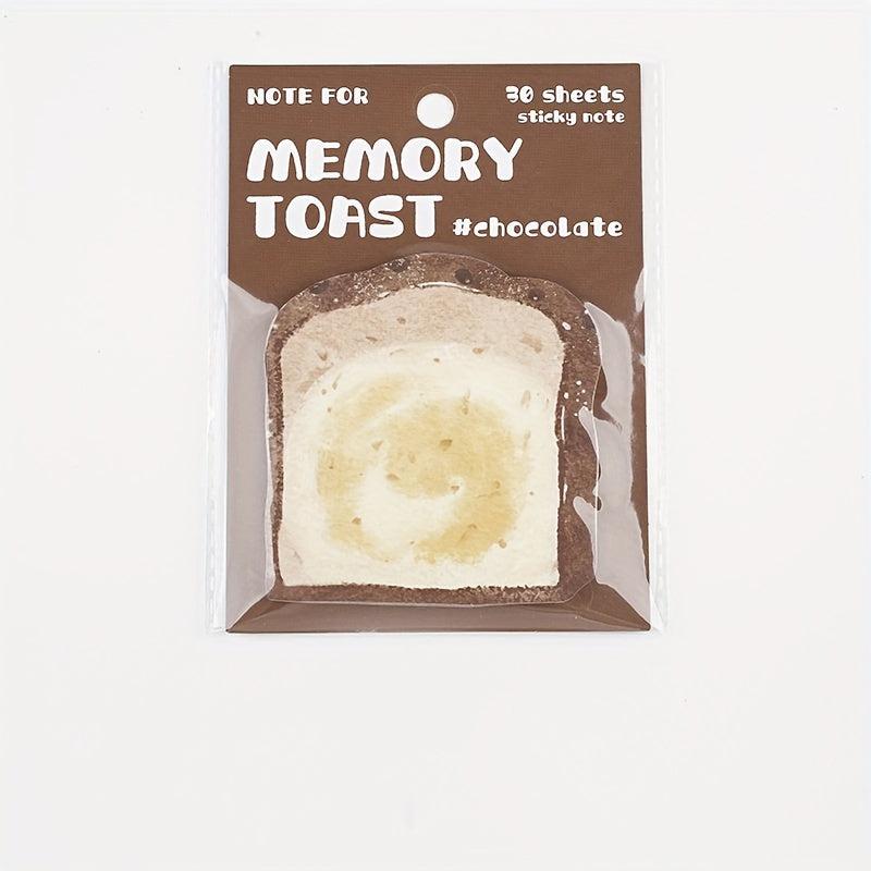 30 Sheets Sticky Memo Bread Series Toast Bread Message Paper