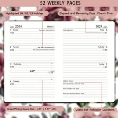 A5 Week To View Diary Jan-Dec Faux Leather Hard Cover