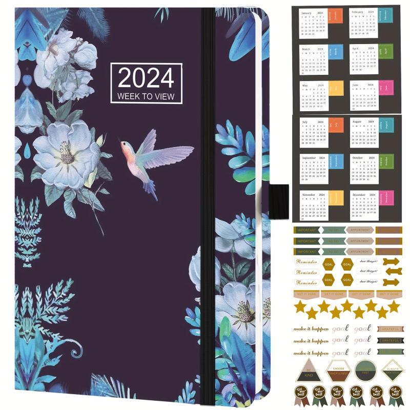 A5 Week To View Diary Jan-Dec Faux Leather Hard Cover
