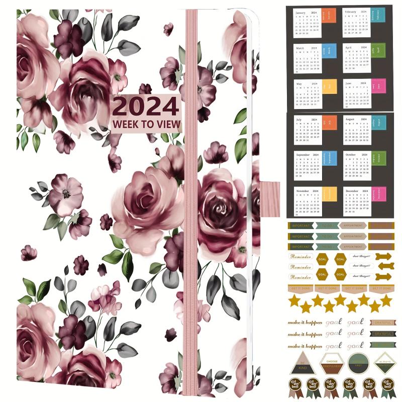 A5 Week To View Diary Jan-Dec Faux Leather Hard Cover