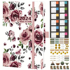 A5 Week To View Diary Jan-Dec Faux Leather Hard Cover