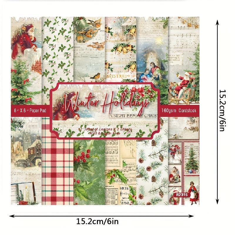 DIY Album Scrapbook Vintage Christmas Background Paper 6 inch