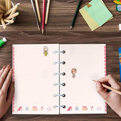 80pcs A6 Cartoon Journal Refills 6-Hole Loose Leaf Inserts Handbook Replacement