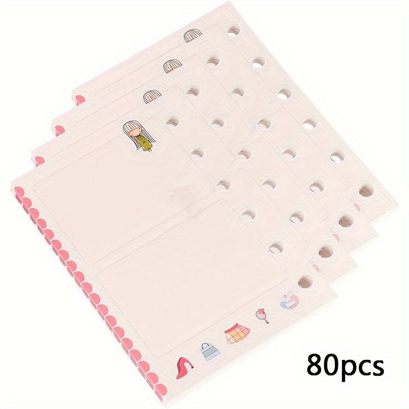 80pcs A6 Cartoon Journal Refills 6-Hole Loose Leaf Inserts Handbook Replacement