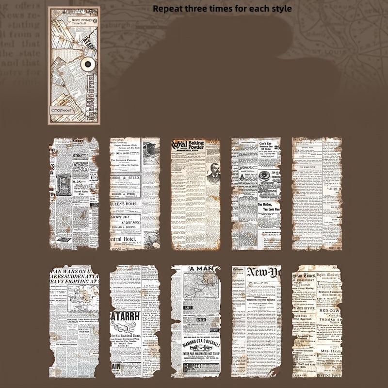 30pcs Old Dream Book Art Journal Paper Pack Distressed Vintage Collage Pages