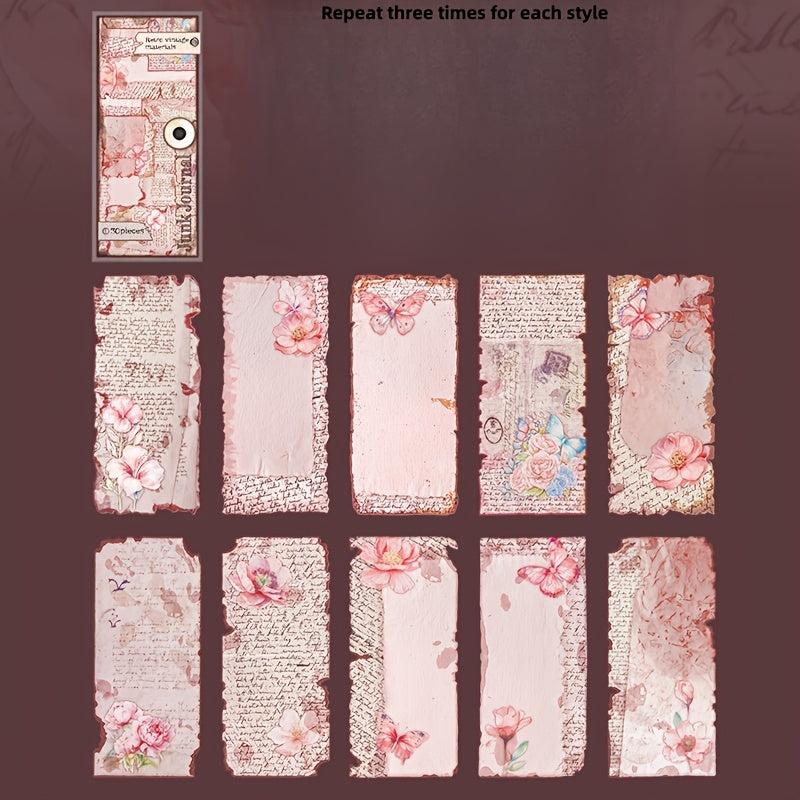 30pcs Old Dream Book Art Journal Paper Pack Distressed Vintage Collage Pages