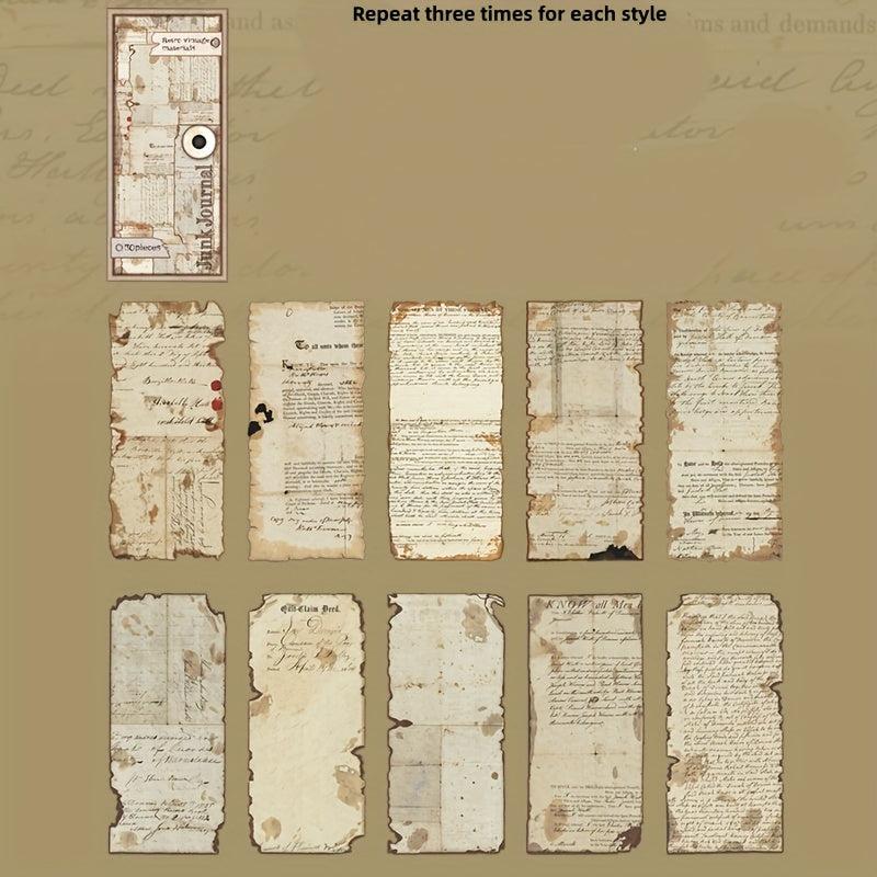 30pcs Old Dream Book Art Journal Paper Pack Distressed Vintage Collage Pages
