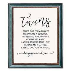 Twin Baby Girl/Boy Nursery Wall Decor 20x25 Unframed