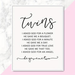 Twin Baby Girl/Boy Nursery Wall Decor 20x25 Unframed