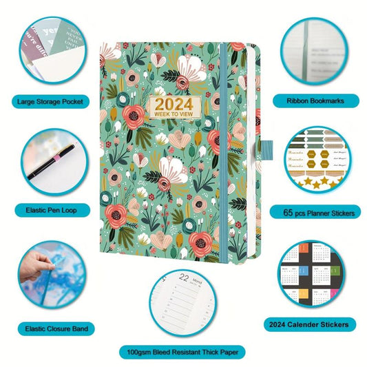 A4 Weekly Diary Jan - Dec PU Leather Hard Cover