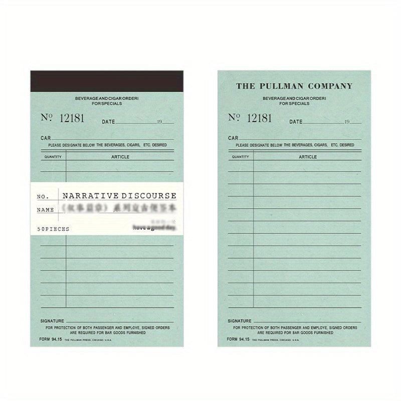 50PCS Retro Bill Memo Pad Narrative Chapter Series Material Decorative Paper