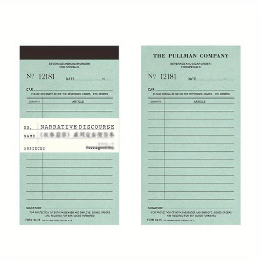 50PCS Retro Bill Memo Pad Narrative Chapter Series Material Decorative Paper